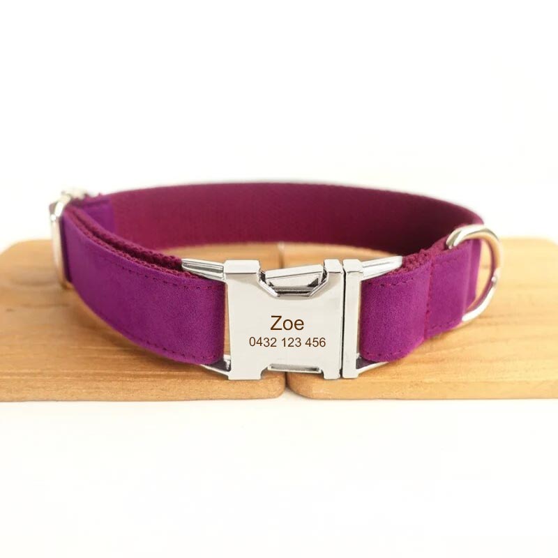 The Candy Purple Personalised Dog Collar Set