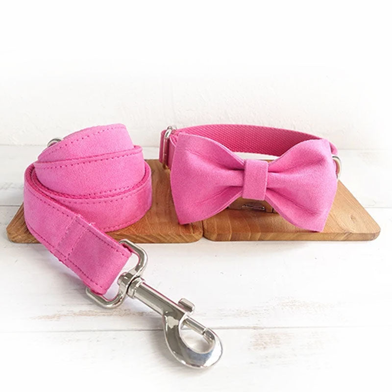 The Pink Personalised Dog Collar Set Laser Engraved