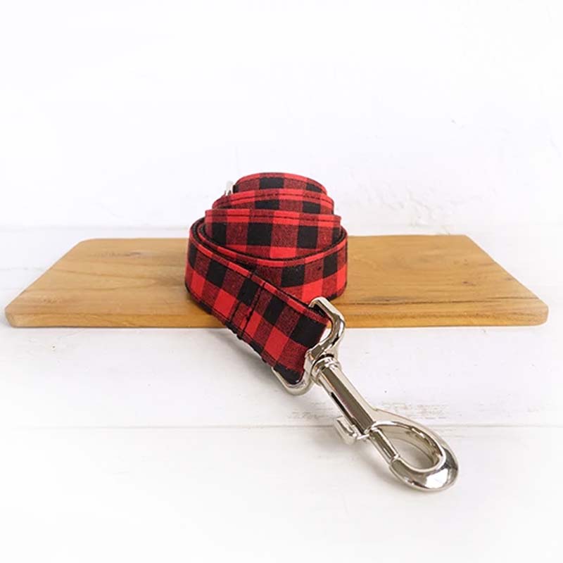 The Red Black Plaid Dog Leash - Main Image