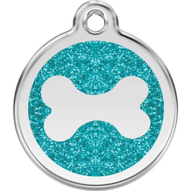 Dog ID Tags Glitter Bone Aqua Dog Nation