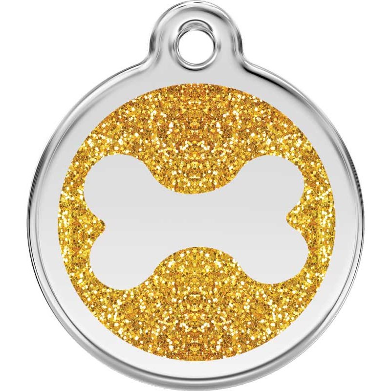 Dog ID Tags Glitter Bone Gold Dog Nation