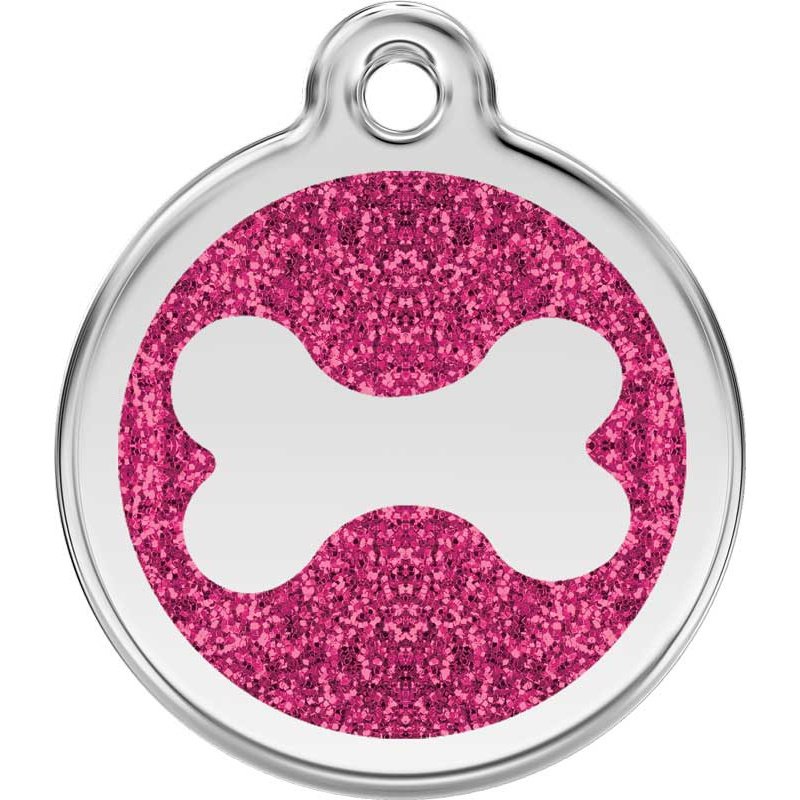 Dog ID Tags Glitter Bone Hot Pink Dog Nation