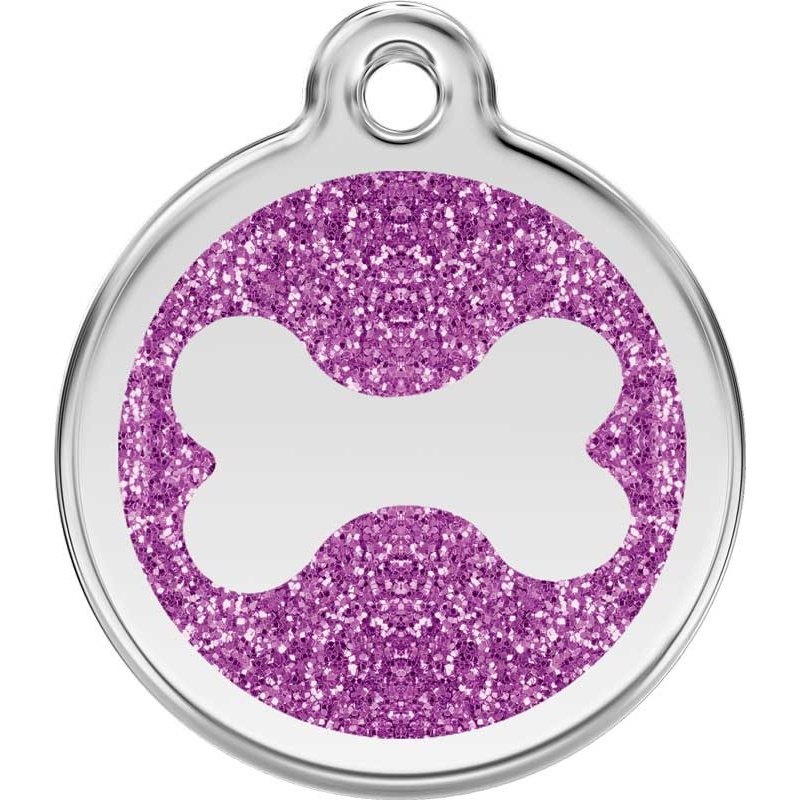 Dog ID Tags Glitter Bone Purple Dog Nation