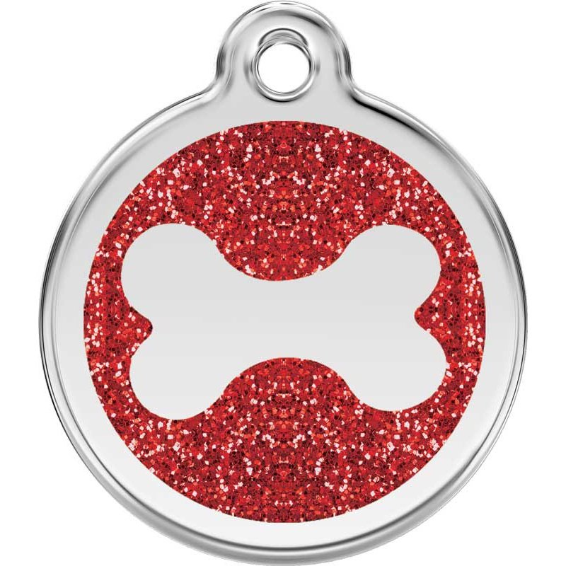 Dog ID Tags Glitter Bone Red Dog Nation