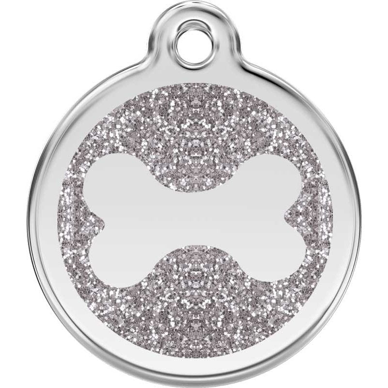 Dog ID Tags Glitter Bone Silver Dog Nation