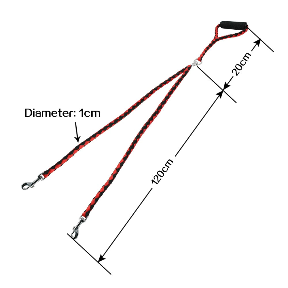 Strong Double Dog Leash with Soft Padded Handle Dog Nation