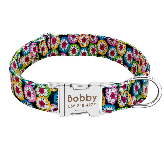 Calipso Nylon Personalised Dog Collar Metal Buckle – Dog Nation