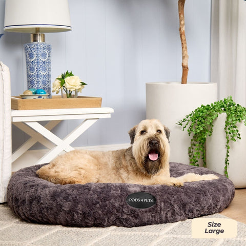 Faux Fur Machine Washable Dog Bed - Charcoal