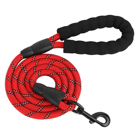 Large Reflective Dog Leash With Comfortable Soft Grip Red Dog Nation
