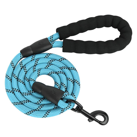 Large Reflective Dog Leash With Comfortable Soft Grip Blue Dog Nation