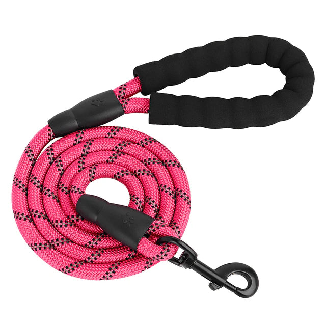 Large Reflective Dog Leash With Comfortable Soft Grip Pink Dog Nation