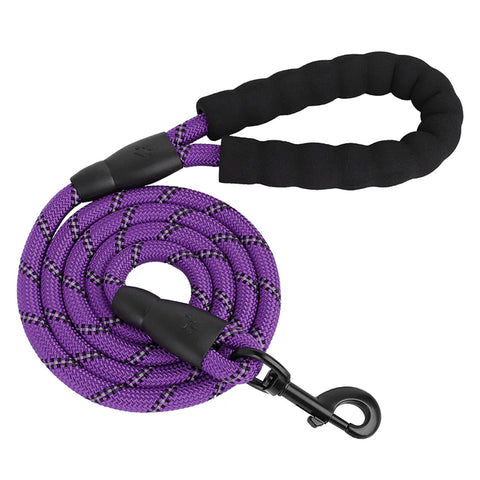 Large Reflective Dog Leash With Comfortable Soft Grip Purple Dog Nation