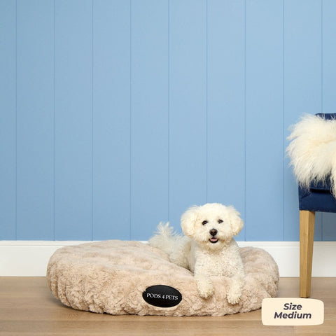 Faux Fur Machine Washable Dog Bed - Sand