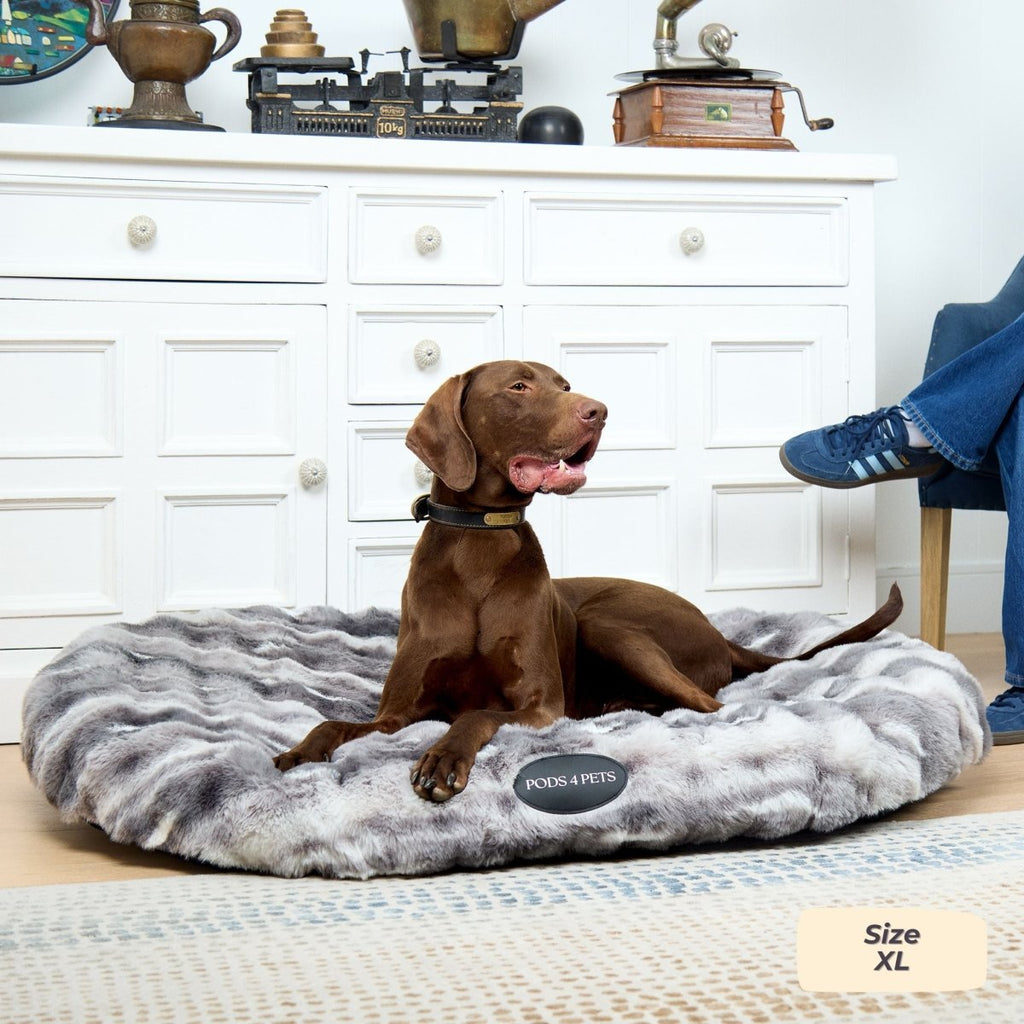 Luxe Bubble Faux Fur Machine Washable Dog Bed - Two Tone Grey