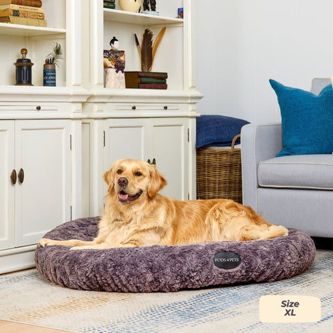 Faux Fur Machine Washable Dog Bed - Charcoal