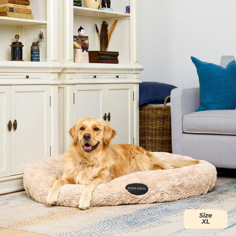 Faux Fur Machine Washable Dog Bed - Sand