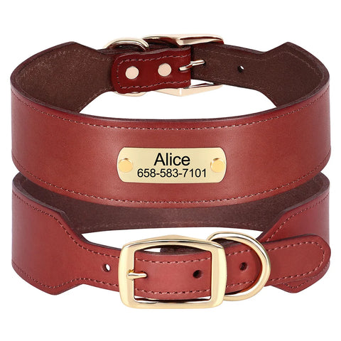 Nix Wide Personalised Dog Collar Genuine Leather