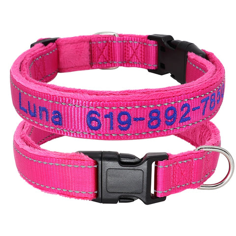 Embroidered Dog Collar Soft Padded Reflective