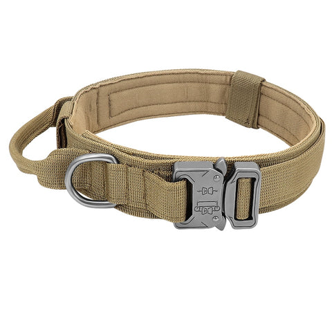 Durable Military Style Tactical Dog Collar Padded Khaki Dog Nation