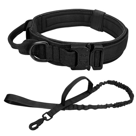 Durable Military Style Tactical Dog Collar Leash Set Black Dog Nation