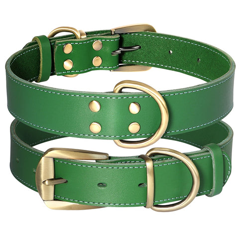 Taurus Genuine Leather Dog Collar For Medium & Large Dogs Green Dog Nation