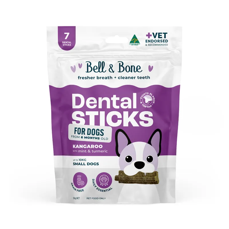Bell & Bone Dog Dental Sticks Kangaroo, Mint & Turmeric