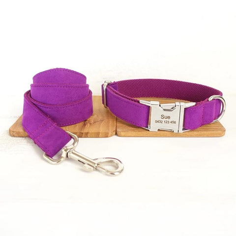 The Candy Purple Personalised Dog Collar Set
