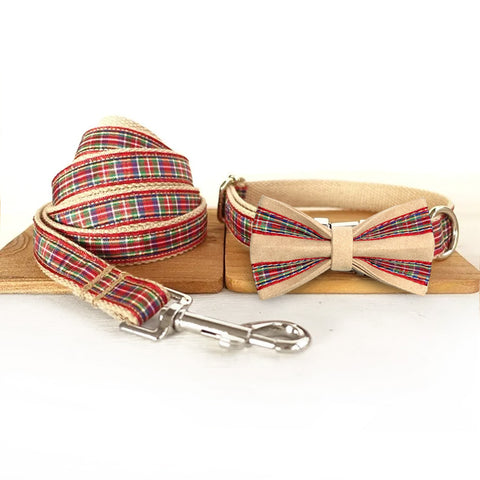 The Scottish Plaid Personalised Dog Collar Set