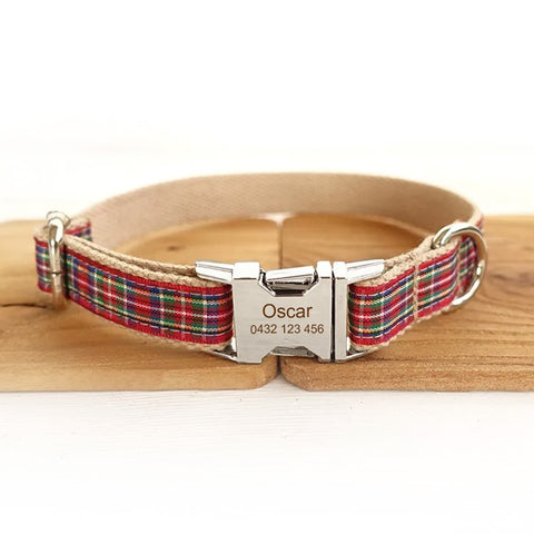 The Scottish Plaid Personalised Dog Collar Set