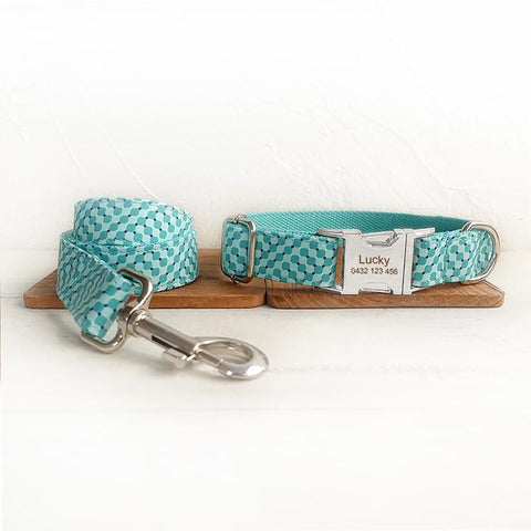The Water Ripple Personalised Dog Collar Set