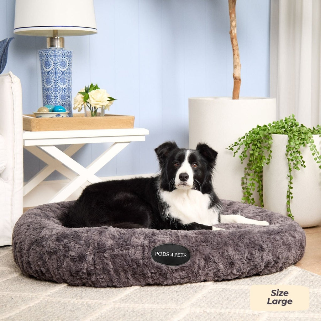 Faux Fur Machine Washable Dog Bed - Charcoal