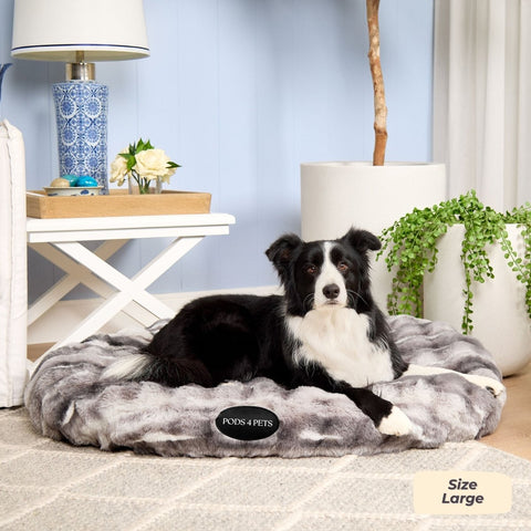 Luxe Bubble Faux Fur Machine Washable Dog Bed - Two Tone Grey