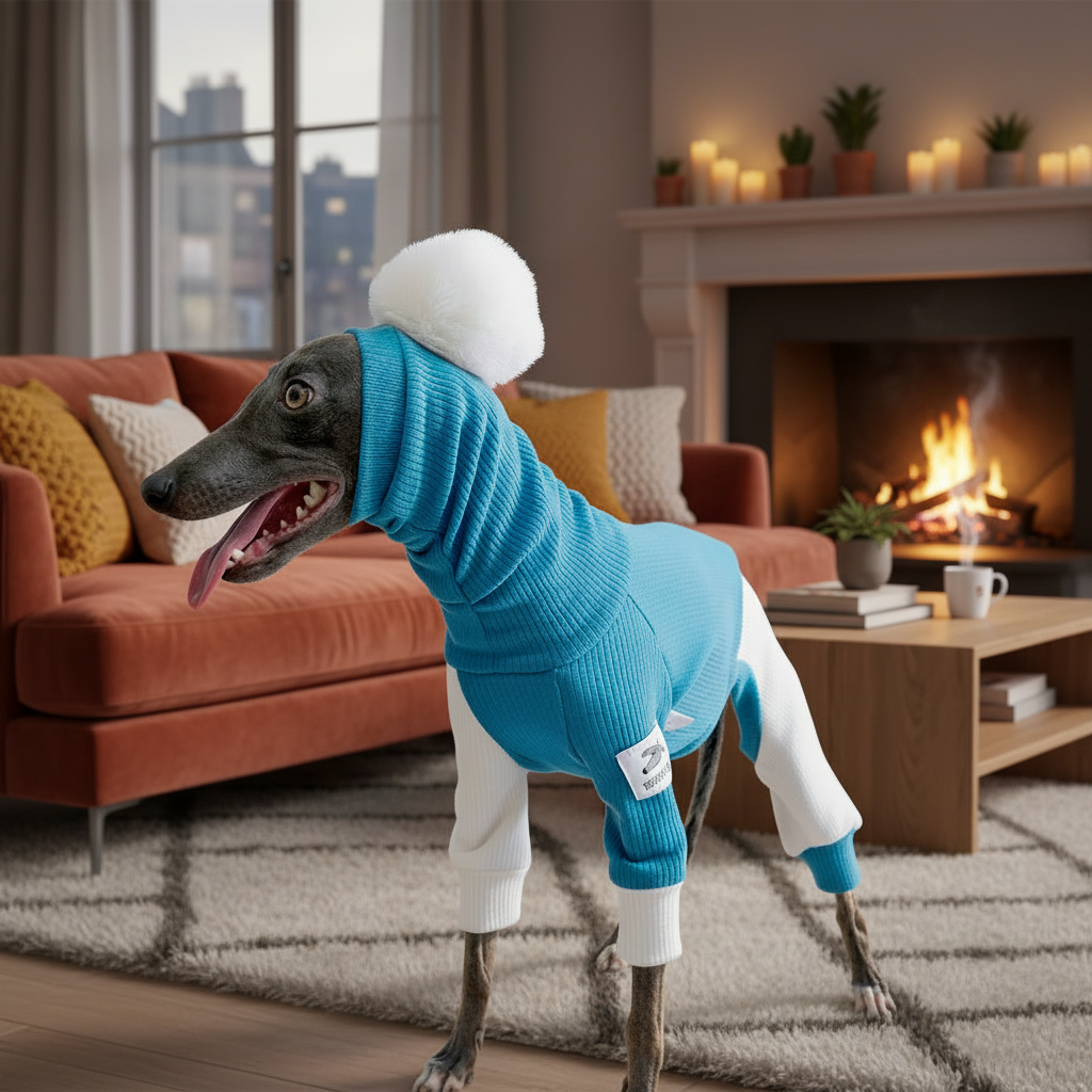 Ribbed Turtleneck Onesie for Greyhounds & Whippets - Lifestyle 1
