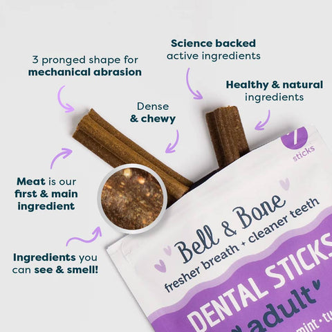 Bell & Bone Dog Dental Sticks Kangaroo, Mint & Turmeric