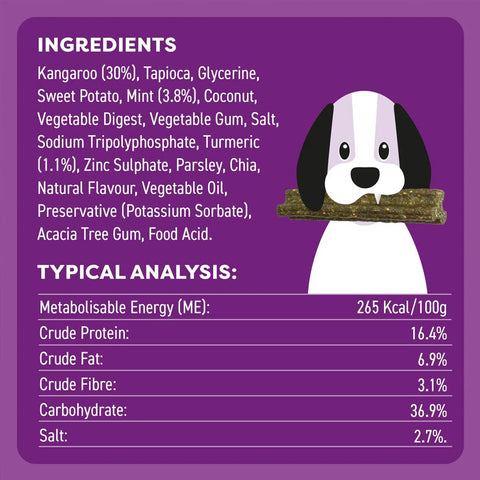 Bell & Bone Dog Dental Sticks Kangaroo, Mint & Turmeric