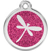 Dog ID Tags Glitter Dragonfly Hot Pink Dog Nation