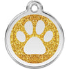 Dog ID Tags Glitter Paw Print Gold Dog Nation