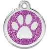 Dog ID Tags Glitter Paw Print Purple Dog Nation