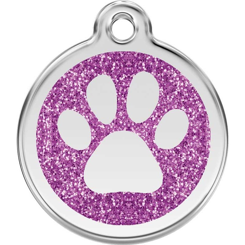 Dog ID Tags Glitter Paw Print Purple Dog Nation