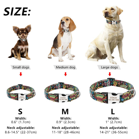 Personalised Dog Collar Nylon Adjustable Engraved For Small & Large Dogs Dog Nation