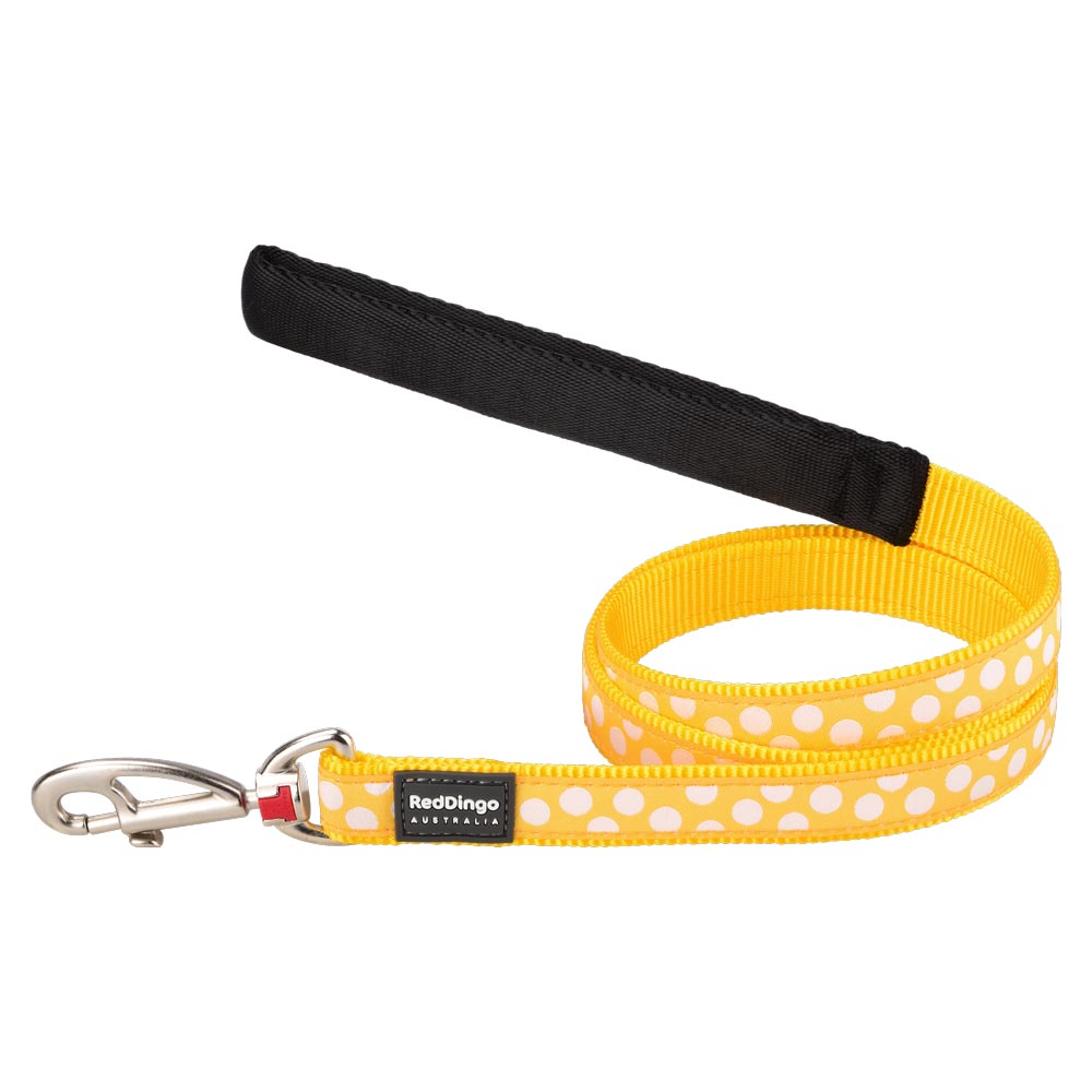 Dog Lead White Spots on Yellow S XS M L Dog Nation