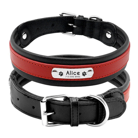 Genuine Leather Personalised Dog Collar Red Dog Nation
