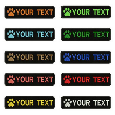 Custom Paw Dog Name Patches Embroidered Velcro Back