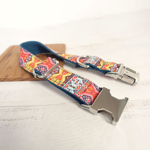 The Bohemian Personalised Dog Collar Handmade Laser Engraved Dog Nation