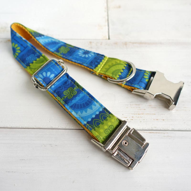 The Folk Yellow Personalised Dog Collar Handmade Dog Nation