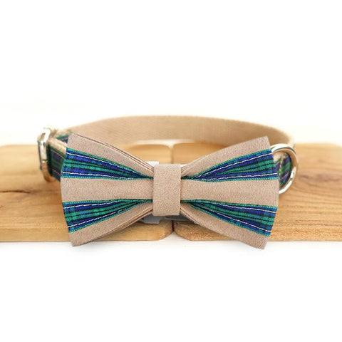 The Forest Plaid Personalised Dog Collar Set Collar + Bow Tie Dog Nation