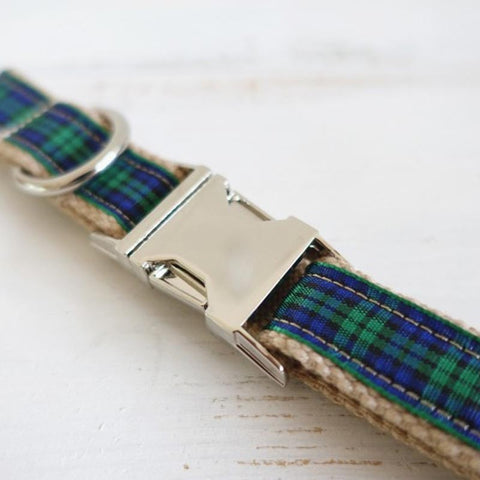 The Forest Plaid Personalised Dog Collar Dog Nation