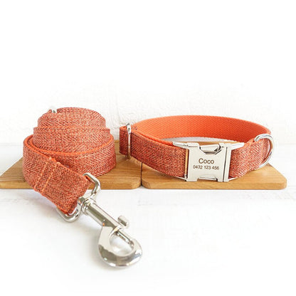 The Orange Suit Personalised Dog Collar Set Laser Engraved Collar + Leash Set Dog Nation