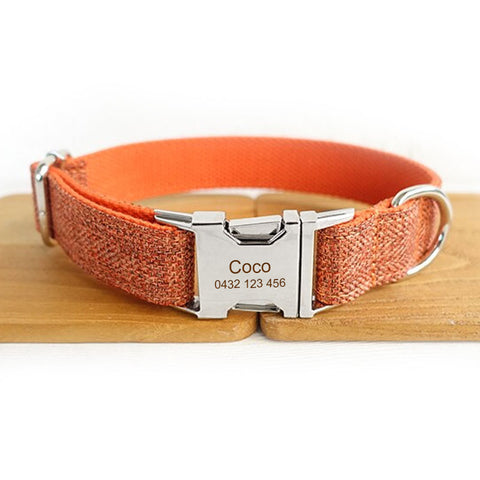 The Orange Suit Personalised Dog Collar Set Laser Engraved Dog Nation