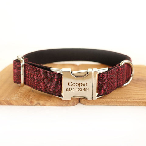 The Red Suit Personalised Dog Collar Handmade Laser Engraved M XL XS L S Dog Nation